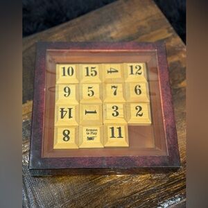 Wooden 15 Puzzle Game – Sliding Number Brain Teaser in Great Condition